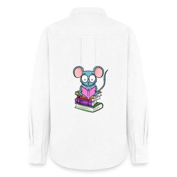Read Book Books Reader Gift - Women's Oxford Shirt - white - Back - AI Model Female 172 light (172cm)