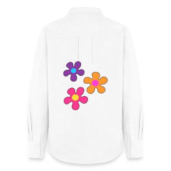 Fleurs hippie - Chemise Oxford Femme - blanc - Dos - AI Model Female 172 light (172cm)