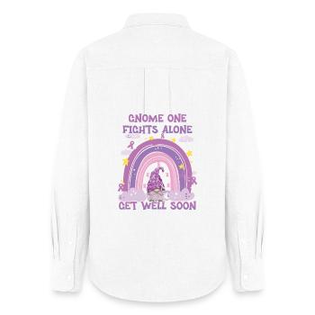 Gnome One Fights Alone Pancreatic Cancer - Women's Oxford Shirt - white - Back - AI Model Female 172 light (172cm)