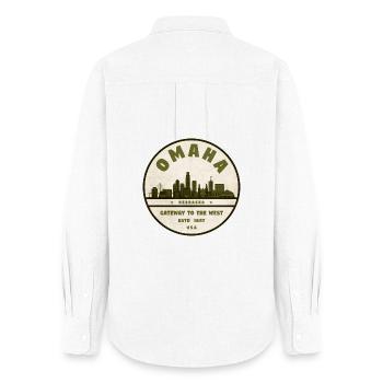 Omaha Skyline Vintage Abzeichen - Frauen Oxford Hemd - Weiß - Hinten - AI Model Female 172 light (172cm)