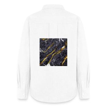 Marble Black Gold Texture - Women's Oxford Shirt - white - Back - AI Model Female 172 light (172cm)