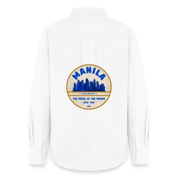 Manila Skyline Pearl of the Orient - Frauen Oxford Hemd - Weiß - Hinten - AI Model Female 172 light (172cm)