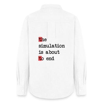 The End of Simulation, Sci-Fi Matrix Humor Shirt - Women's Oxford Shirt - white - Back - AI Model Female 172 light (172cm)