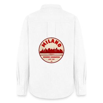 Insigne rétro de la Skyline de Milan Lombardie - Chemise Oxford Femme - blanc - Dos - AI Model Female 172 light (172cm)