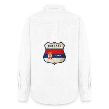 Novi Sad Serbie Armoiries Drapeaux - Chemise Oxford Femme - blanc - Dos - AI Model Female 172 light (172cm)