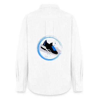 Sneaker Splash in a circle - Women's Oxford Shirt - white - Back - AI Model Female 172 light (172cm)