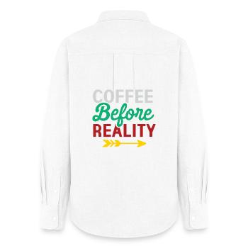 Le café avant la réalité - Chemise Oxford Femme - blanc - Dos - AI Model Female 172 light (172cm)