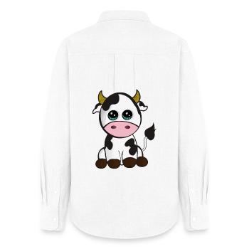 Bébé vache - Chemise Oxford Femme - blanc - Dos - AI Model Female 172 light (172cm)