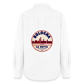 Insigne de la Skyline La Dotta de Bologne - Chemise Oxford Femme - blanc - Dos - AI Model Female 172 light (172cm)