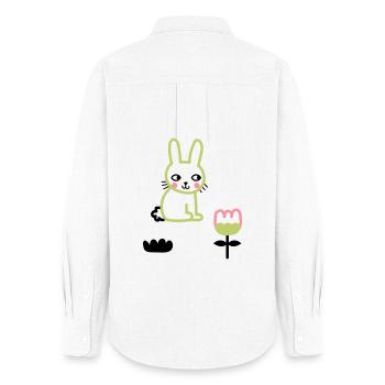 Happy Lunar New Year of the Rabbit - Frauen Oxford Hemd - Weiß - Hinten - AI Model Female 172 light (172cm)