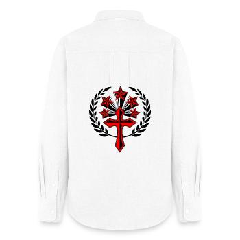 cross in laurel wreath - Women's Oxford Shirt - white - Back - AI Model Female 172 light (172cm)