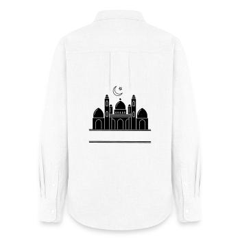 Maison de prière religieuse de la mosquée avec barre de texte - Chemise Oxford Femme - blanc - Dos - AI Model Female 172 light (172cm)