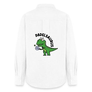 Dinosaurier Padel Spieler Schläger Ball Spruch - Frauen Oxford Hemd - Weiß - Hinten - AI Model Female 172 light (172cm)