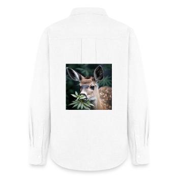 Cannabiche 07 sans typo - Chemise Oxford Femme - blanc - Dos - AI Model Female 172 light (172cm)