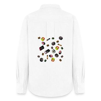 Illustration colorée de bonbons de réglisse Pot-pourri - Chemise Oxford Femme - blanc - Dos - AI Model Female 172 light (172cm)