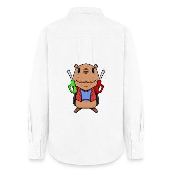Gas station attendant Capybara gas station - Women's Oxford Shirt - white - Back - AI Model Female 172 light (172cm)