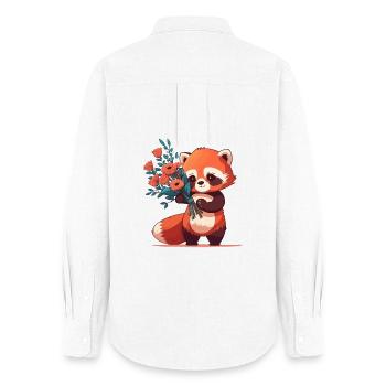 roter Panda mit Blumen - Frauen Oxford Hemd - Weiß - Hinten - AI Model Female 172 light (172cm)