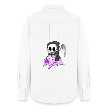 Grim Reaper Pig - Women's Oxford Shirt - white - Back - AI Model Female 172 light (172cm)