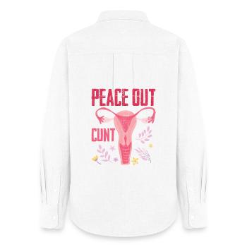 Hysterectomy Recovery Products Peace Out Uterus - Women's Oxford Shirt - white - Back - AI Model Female 172 light (172cm)