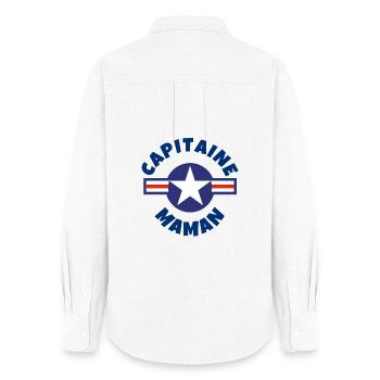 capitaine maman, super maman, meilleure maman - Chemise Oxford Femme - blanc - Dos - AI Model Female 172 light (172cm)