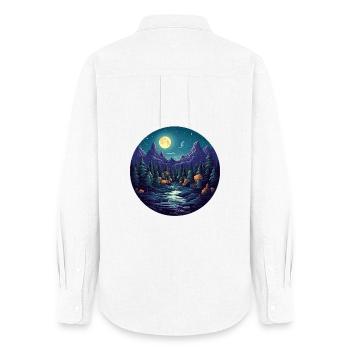 Surreal forest scenery at night - Women's Oxford Shirt - white - Back - AI Model Female 172 light (172cm)