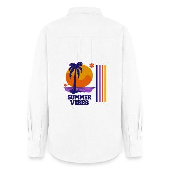 summer holidays, holidays, holidays by the sea - Women's Oxford Shirt - white - Back - AI Model Female 172 light (172cm)