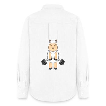 Bodybuilder Sheep Fitness Motivation Cadeau - Chemise Oxford Femme - blanc - Dos - AI Model Female 172 light (172cm)