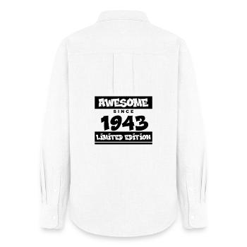 1943 - Né en 1943 - Fantastique depuis 1943 - Chemise Oxford Femme - blanc - Dos - AI Model Female 172 light (172cm)