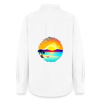 Summer Sunset Beach Watercolor - Women's Oxford Shirt - white - Back - AI Model Female 172 light (172cm)