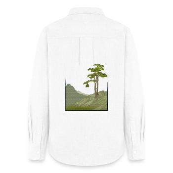 Arbre sur colline avec structure en toile, domaine public - Chemise Oxford Femme - blanc - Dos - AI Model Female 172 light (172cm)