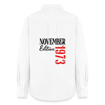 53rd birthday November 1973 - FIFTY-THREE - Women's Oxford Shirt - white - Back - AI Model Female 172 light (172cm)