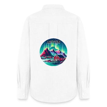 Lofoten Norvège Aurores boréales - Chemise Oxford Femme - blanc - Dos - AI Model Female 172 light (172cm)