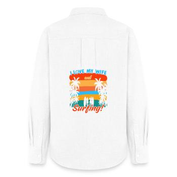 J’aime ma femme et le surf - Chemise Oxford Femme - blanc - Dos - AI Model Female 172 light (172cm)