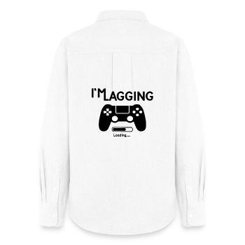 Gaming-Controller Minimalistische Strichzeichnungen - Frauen Oxford Hemd - Weiß - Hinten - AI Model Female 172 light (172cm)