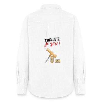 T'inquiète je gère - Chemise Oxford Femme - blanc - Dos - AI Model Female 172 light (172cm)