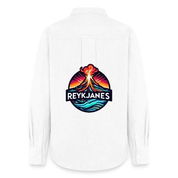 Éruption du volcan Reykjanes en Islande. Volcan - Chemise Oxford Femme - blanc - Dos - AI Model Female 172 light (172cm)