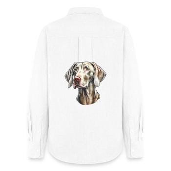 Weimaraner Portrait - Frauen Oxford Hemd - Weiß - Hinten - AI Model Female 172 light (172cm)
