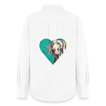Weimaraner Portrait - Frauen Oxford Hemd - Weiß - Hinten - AI Model Female 172 light (172cm)