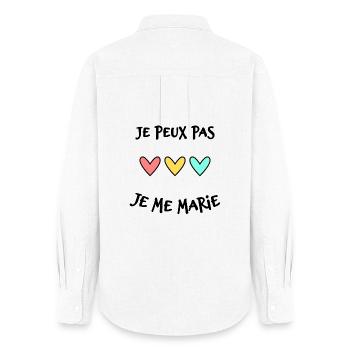 JUST MARRIED. EVJF. SAINT VALENTIN. COUPLE - Chemise Oxford Femme - blanc - Dos - AI Model Female 172 light (172cm)