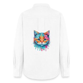 Chat mignon - Chemise Oxford Femme - blanc - Dos - AI Model Female 172 light (172cm)