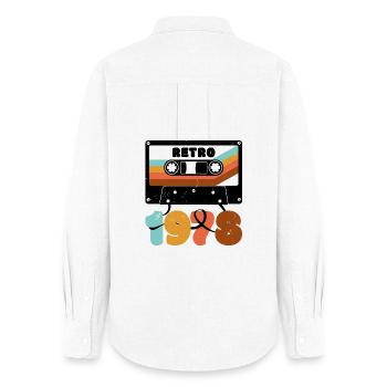 1978 Retro Music Tape Cassette - Women's Oxford Shirt - white - Back - AI Model Female 172 light (172cm)