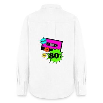 80s Party Retro Fun Shirt Theme Party, 80s (25) - Women's Oxford Shirt - white - Back - AI Model Female 172 light (172cm)