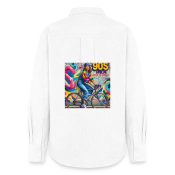 90S Ride Grove on Wheels - filles à vélo - Chemise Oxford Femme - blanc - Dos - AI Model Female 172 light (172cm)