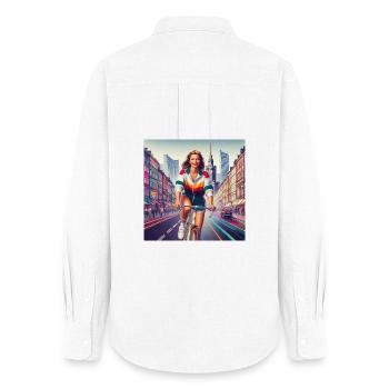 Warsaw Cycling Retro Girl Iconic style of the 80s - Women's Oxford Shirt - white - Back - AI Model Female 172 light (172cm)