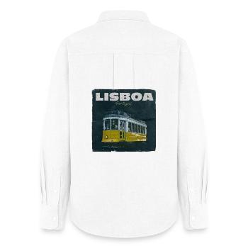 Lisbon Yellow Tram Retro - Women's Oxford Shirt - white - Back - AI Model Female 172 light (172cm)