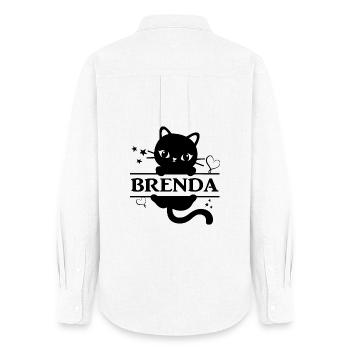 t-shirt Brenda chat Katze chat chat gato neko - Chemise Oxford Femme - blanc - Dos - AI Model Female 172 light (172cm)