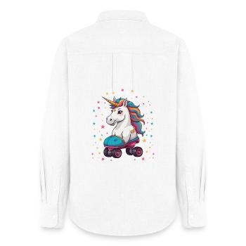 Lustige Rollschuh Einhorn - Frauen Oxford Hemd - Weiß - Hinten - AI Model Female 172 light (172cm)