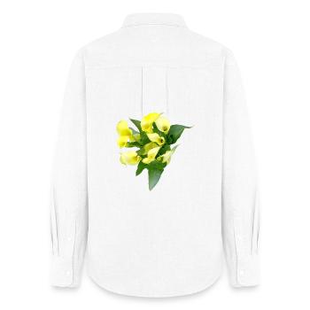 Fleurs de calla jaunes délicates - Chemise Oxford Femme - blanc - Dos - AI Model Female 172 light (172cm)