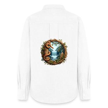 Queue in front of waterfall - Women's Oxford Shirt - white - Back - AI Model Female 172 light (172cm)