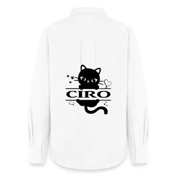 Ciro t-shirt t-shirt chat Katze chat chat gato - Chemise Oxford Femme - blanc - Dos - AI Model Female 172 light (172cm)